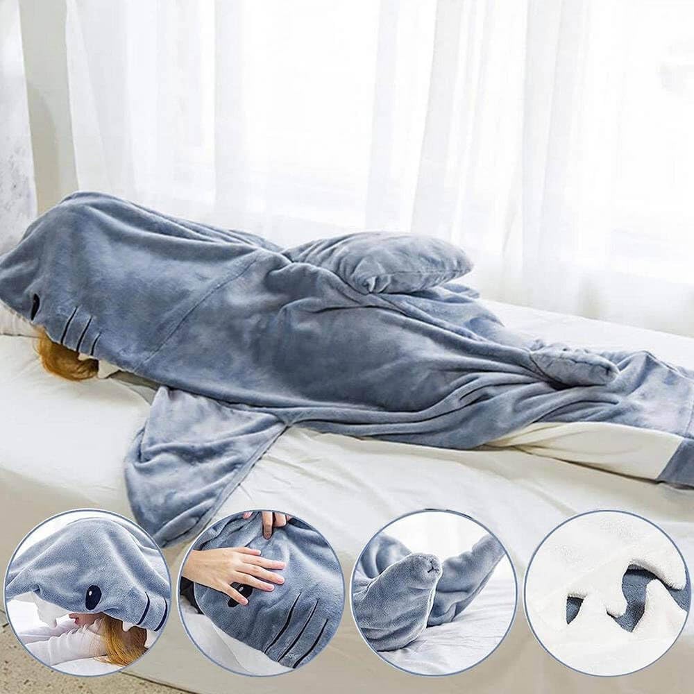 Gudina Shark Blanket Hoodie Onesie, Shark Onesie Adult, Shark Sleeping Bag for Adult (XL)