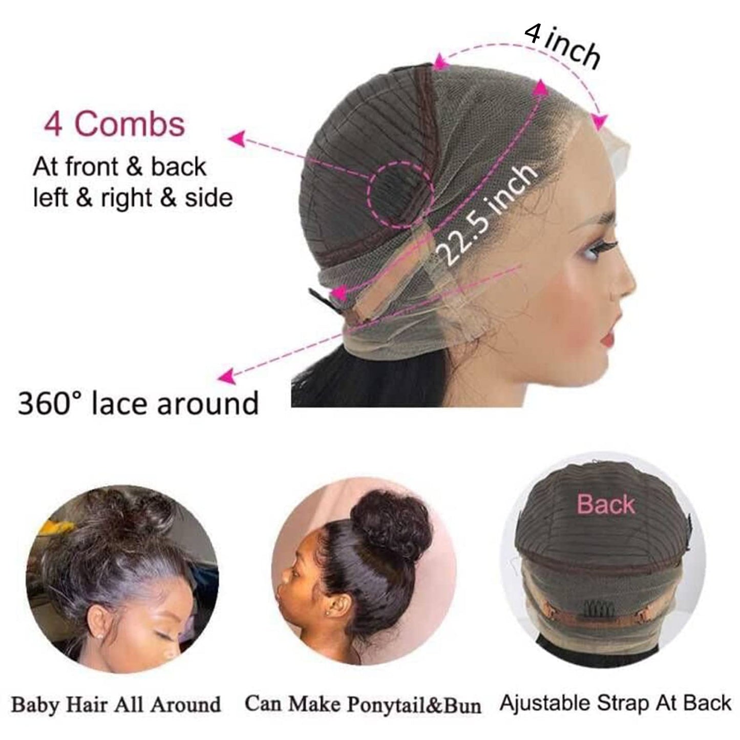 Umeiw 360 Lace Front Wigs Human Hair Pre Plucked Transparent Lace Frontal Wigs for Black Women with Baby Hair 360 Hd Full Lace Human Hair Wigs 150% Density Natural Black 12 Inch