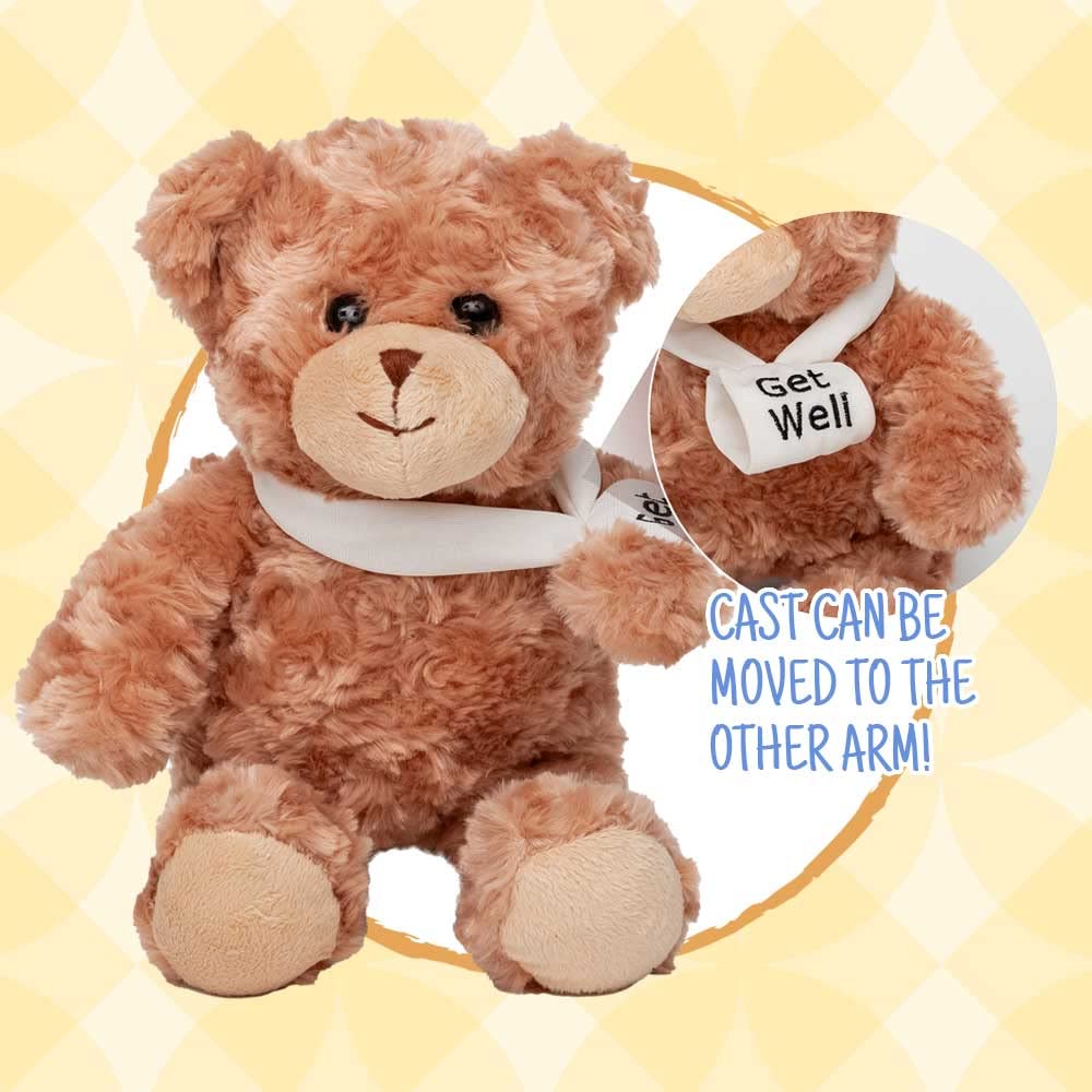 Jolitee Broken Arm Bear Gifts for Kids Teddy Broken Arm Bear Get Well Stuffed Animal Teddy Bear Gifts for Kids with Broken Arm Adult for Left or Right Arm Cast Sling 10.5 inches