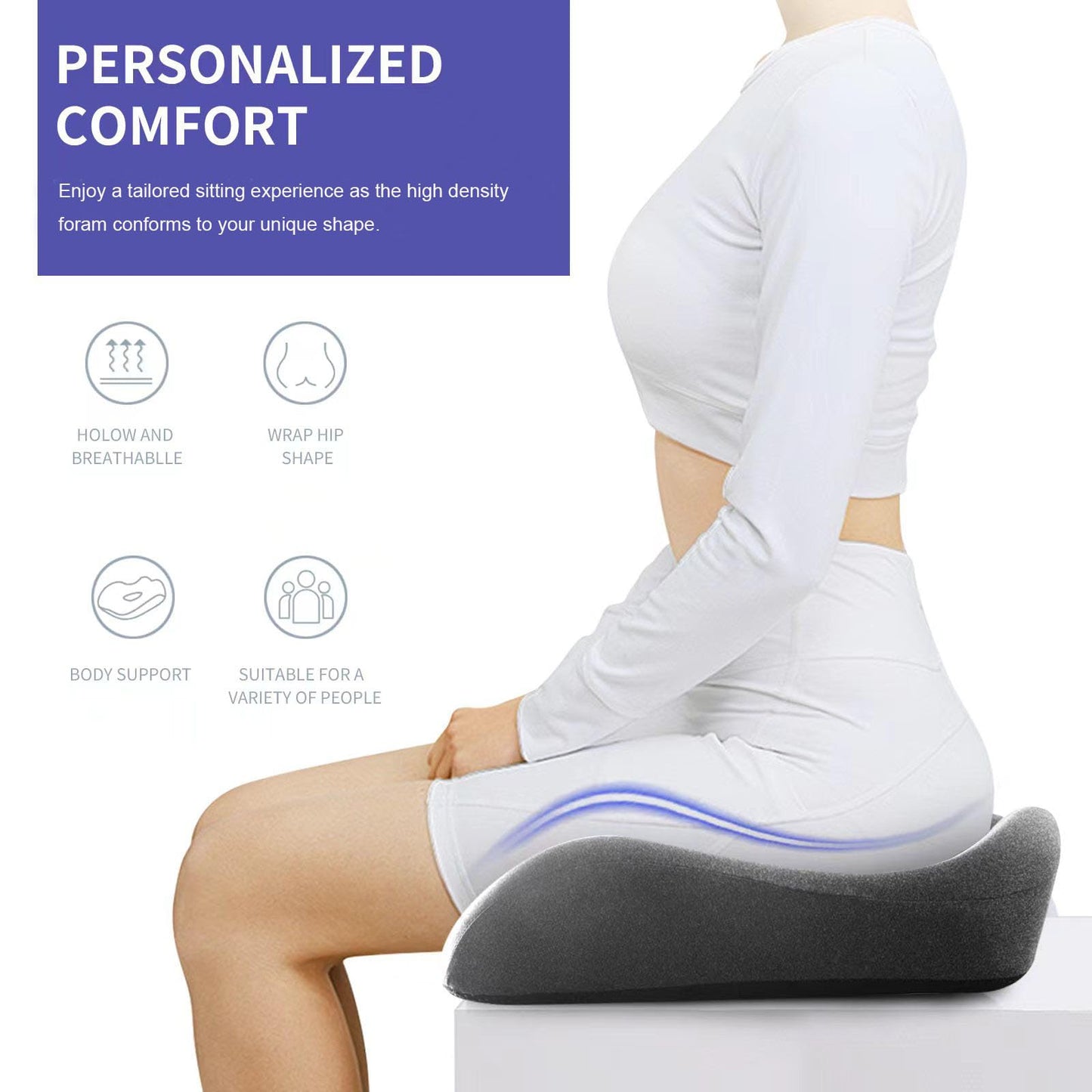 Pubemy SupremeComfort X-Large Gel Infused Memory Foam Seat Cushion for Office Chair, Kitchen Chair, Car Seats- Elevate Your Seating Experience -Pressure Sore and Tailbone Pain Relief
