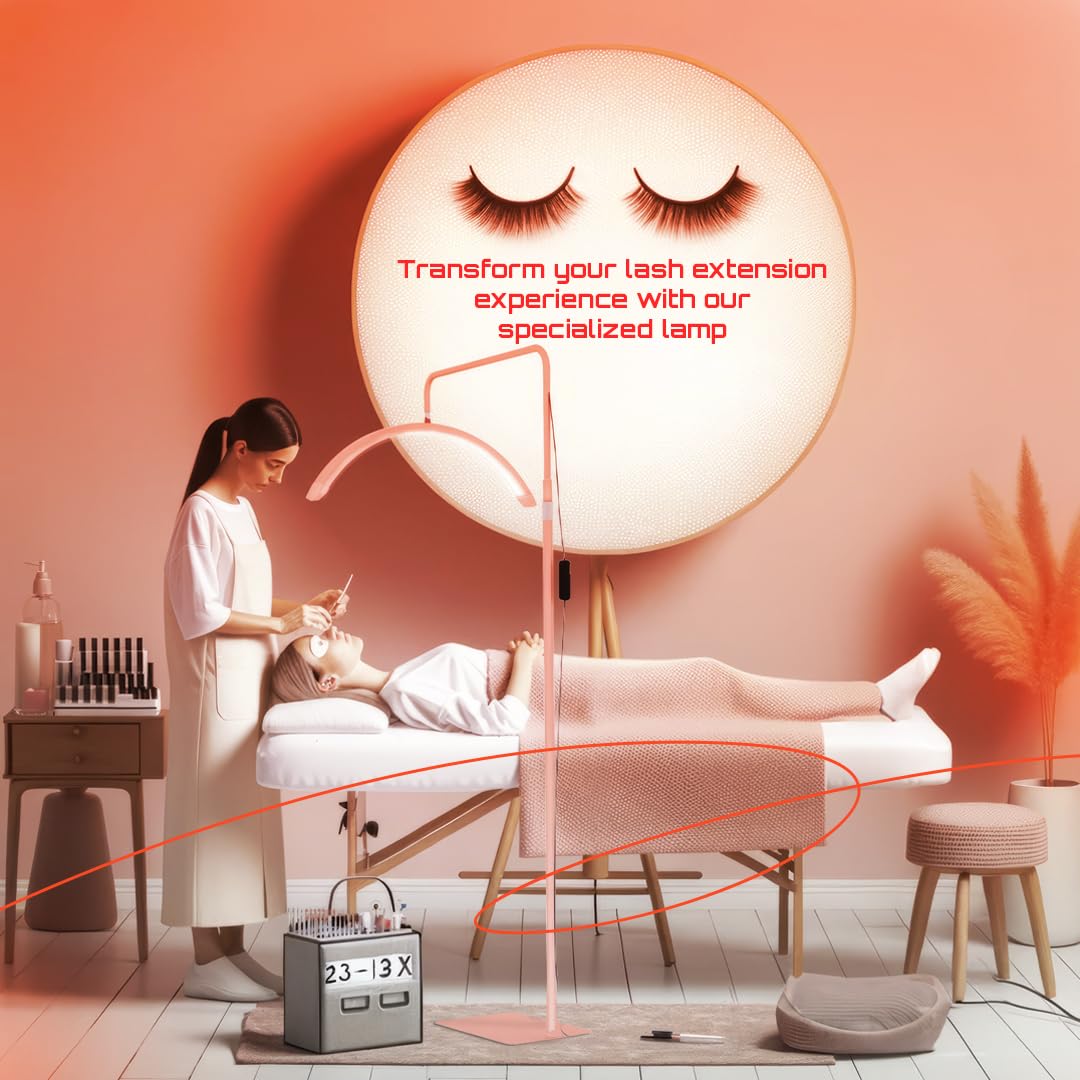 Hi_friend 23 inch Half Moon Lamp, Portable Esthetician Lash Light for Lash Tech, Bright Eyelash Extension Arched LED Floor Light, Lashing Lamp for Beauty, Skincare, Lashes
