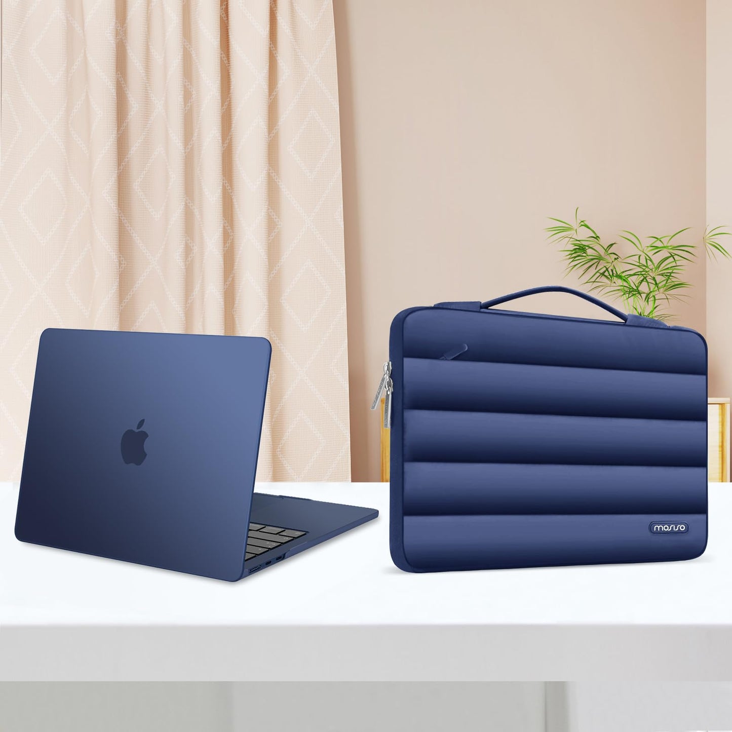 MOSISO Compatible with MacBook Air 13 inch Case M5 2026 M4 2025 M3 M2 2024-2022 A3449 A3240 A3113 A2681, Hard Case&Puffy Bag&Keyboard Cover&Webcam Cover&ScreenFilm for MacBook Air 13.6, Midnight