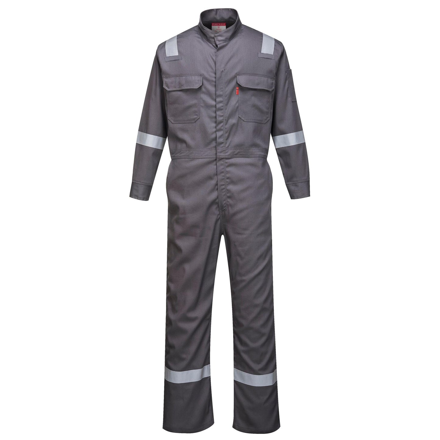 Portwest FR94 Bizflame Fire Resistant Coverall with FR Reflective Tape ASTM NFPA, Gray, Large