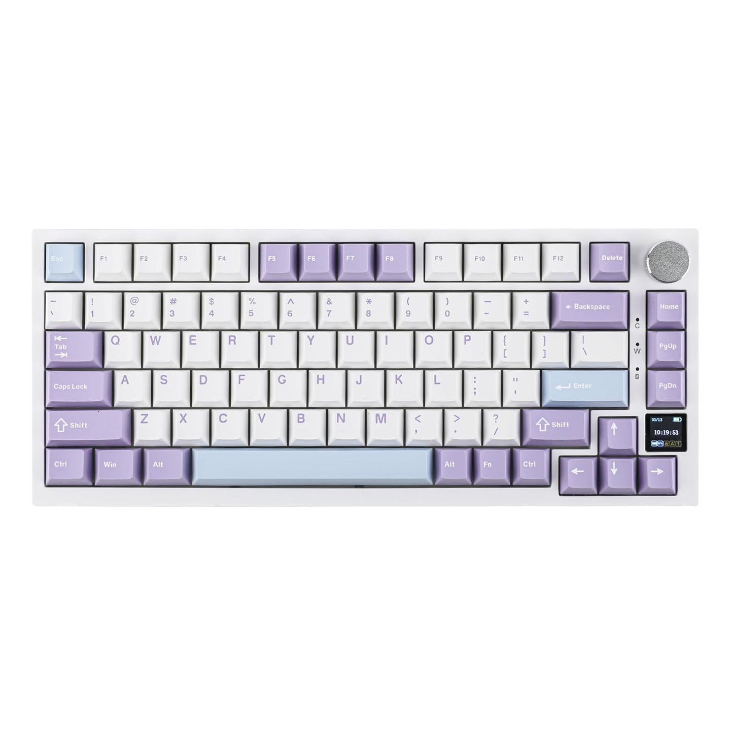 EPOMAKER Ajazz AK820 Pro 75% Mechanical Keyboard, Gasket-Mounted Gaming Keyboard with TFT Smart Display&Knob, Bluetooth 5.1/2.4G Wireless/Type-C Wired Custom Keyboard (Purple, Gift Switch)