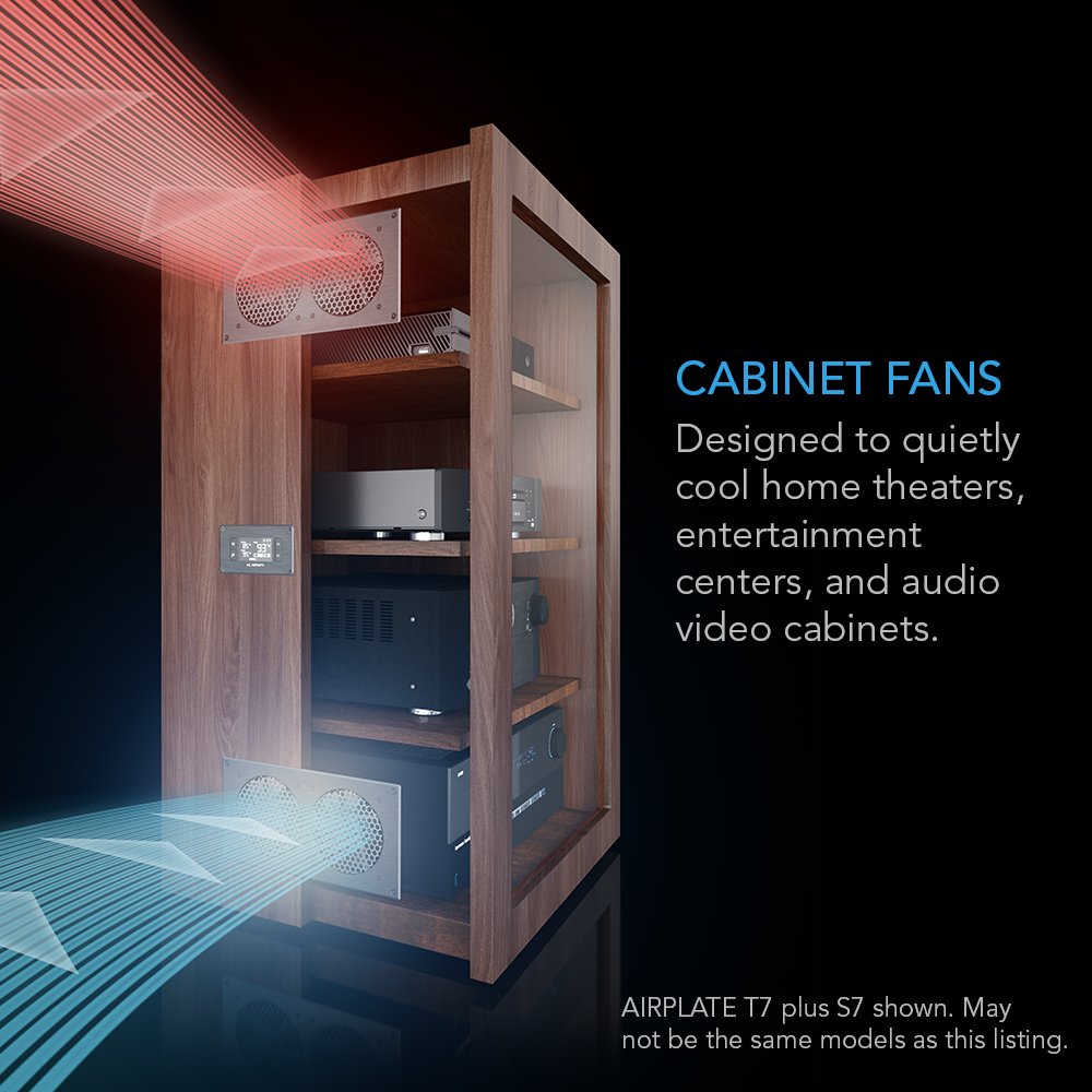 AC Infinity AIRPLATE T8 White, Quiet Cooling Dual-Fan System 6" with Thermostat Control, for Home Theater AV Cabinets