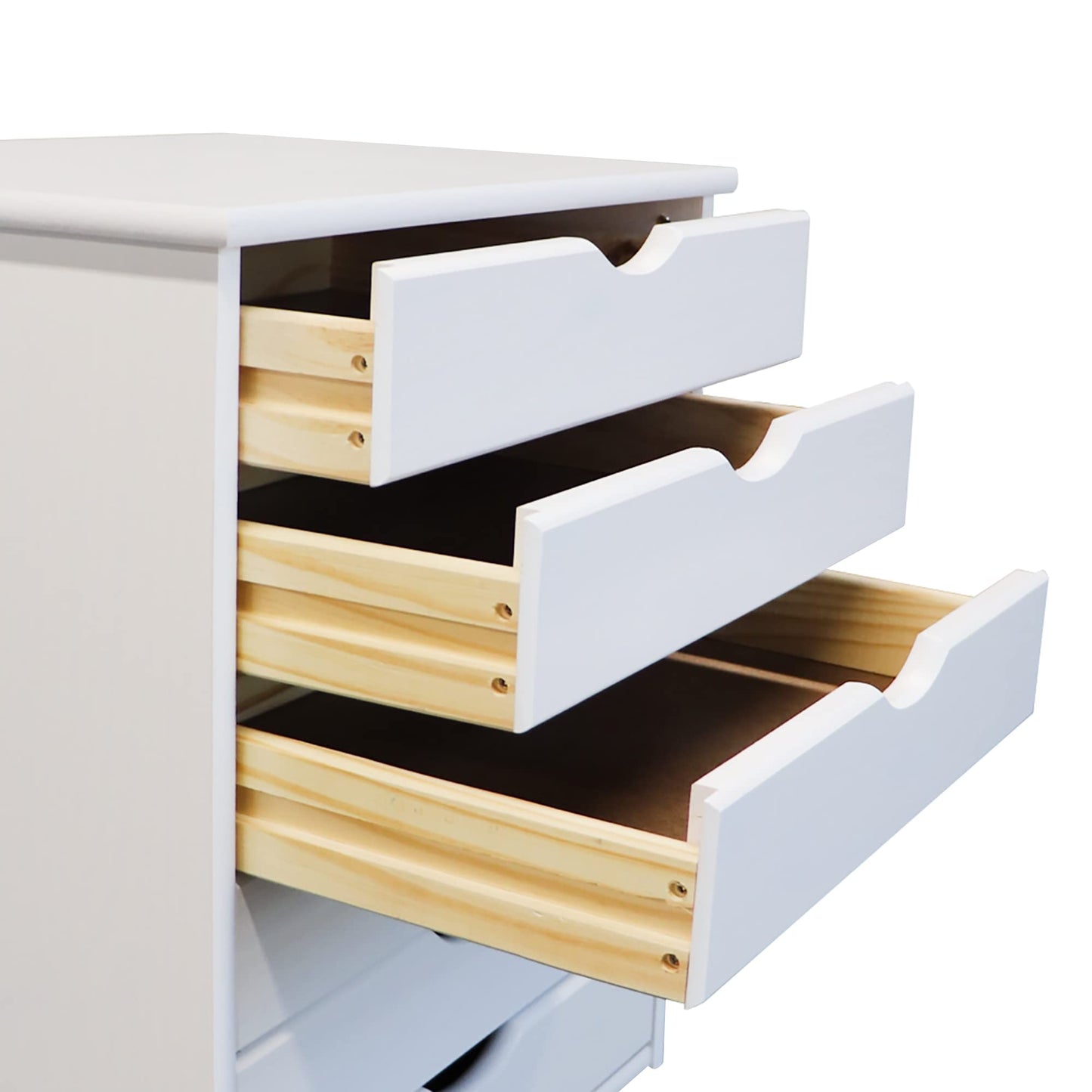 Jela Original Roll Cart, Solid Wood, 6 Drawer Extra Wide Drawers Roll Carts, White