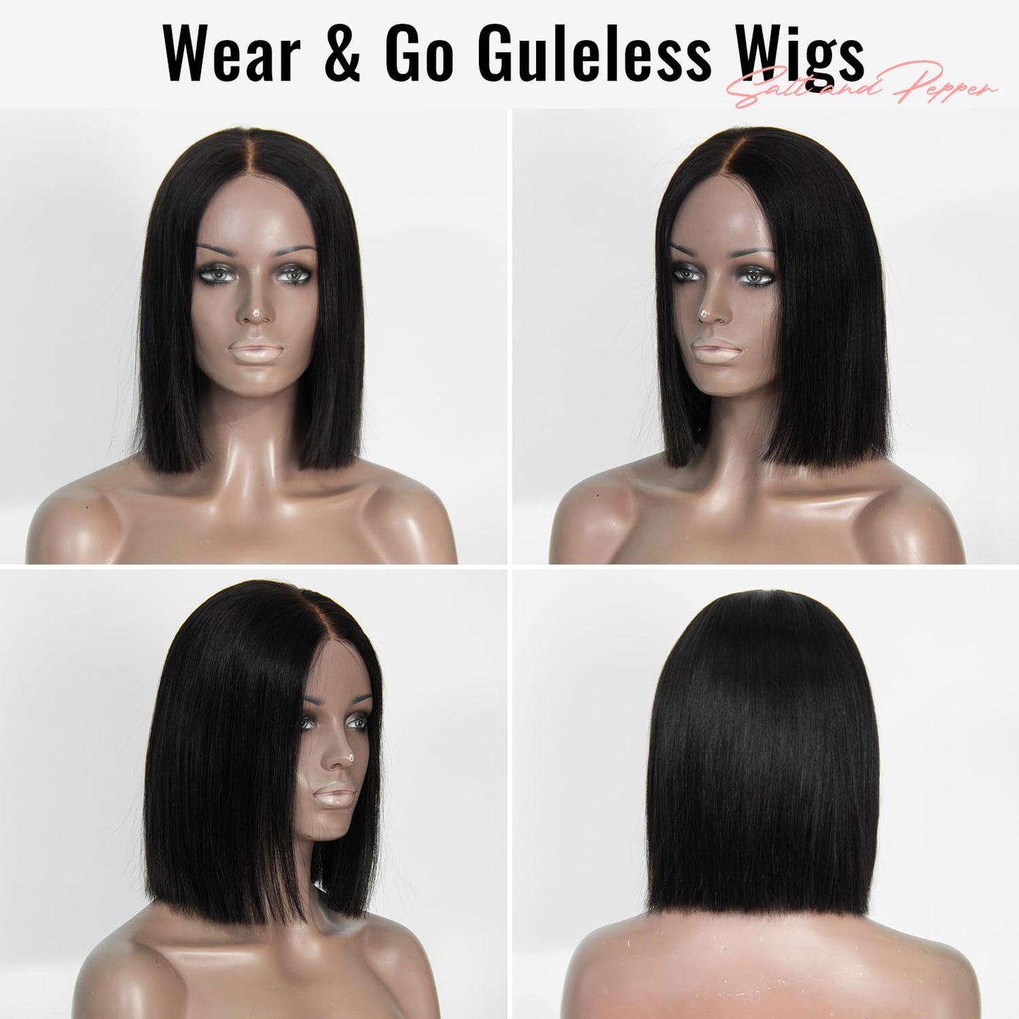 Topnormantic Wear and Go Glueless Wigs Human Hair Pre Plucked Pre Cut, Blunt Cut Bob Wigs Human Hair Bleached Knots 210% Density 12A Brazilian Virgin Hair 5x5 HD Lace Closure Wigs Black Women 10 Inch