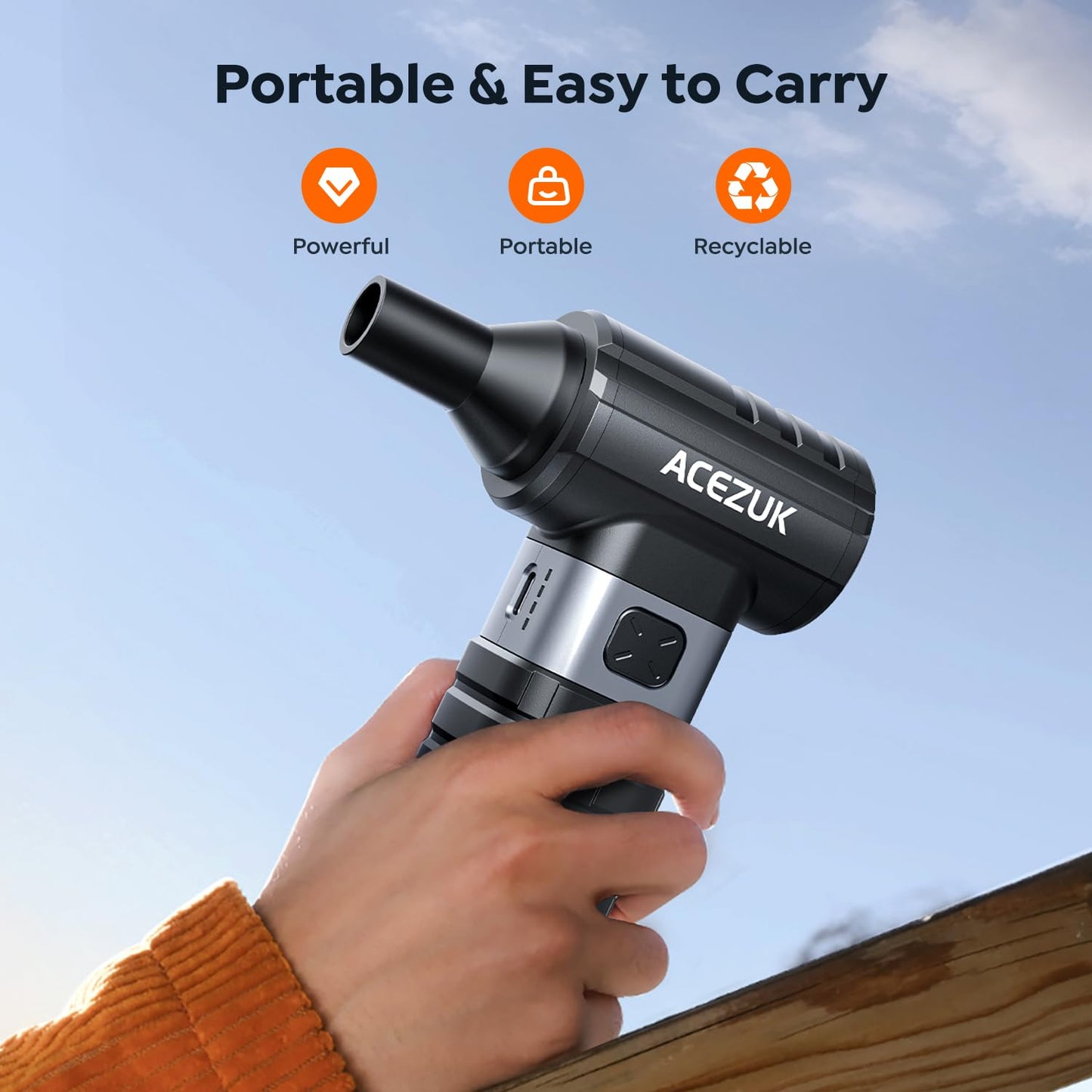 Compressed Air Duster 4-Gear Adjustable 300000RPM Electric Air Duster Rechargeable Brushless Motor Mini Cordless Air Blower for Keyboard, Electronics,Car and Home Cleaning Replaces Compressed Air Can