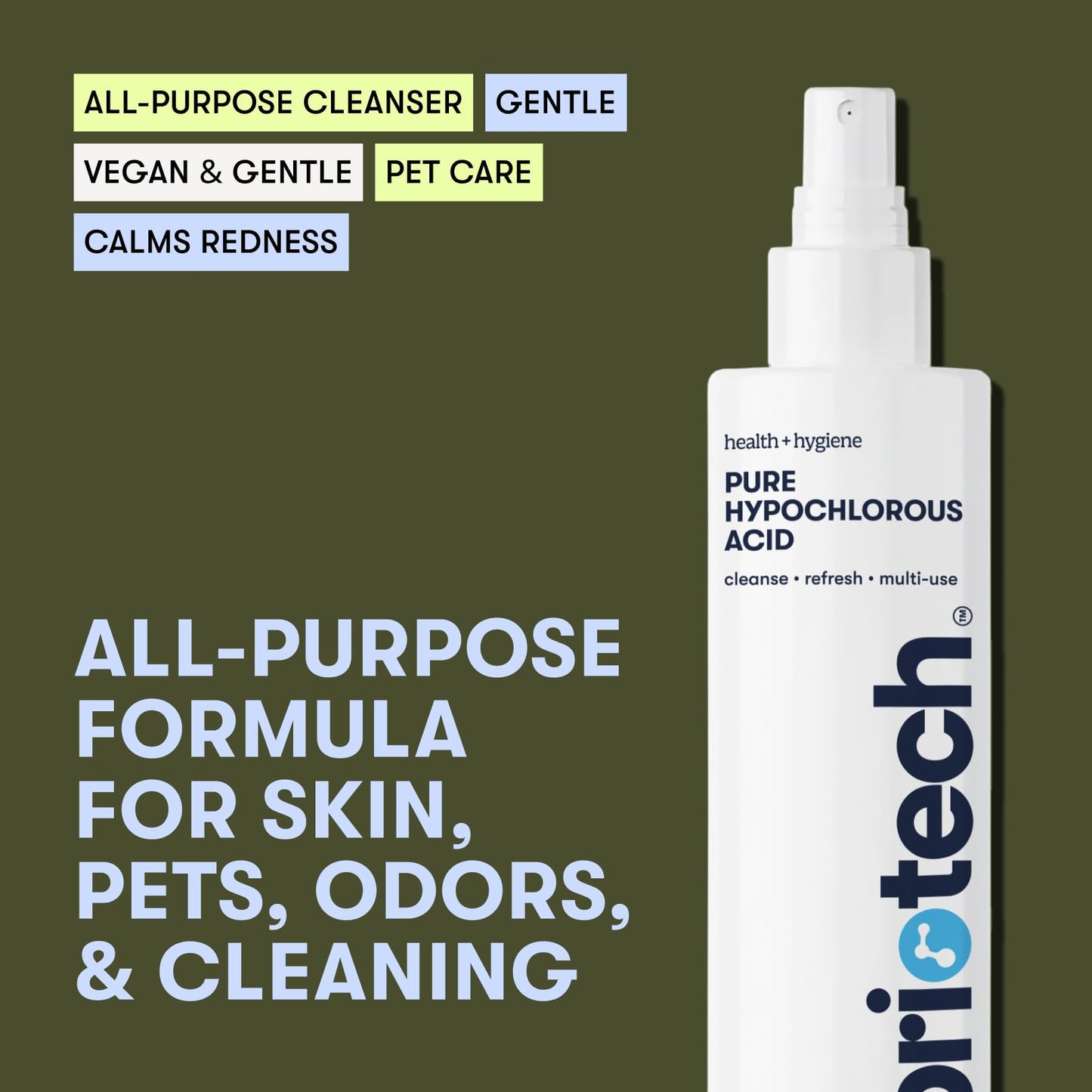 BRIOTECH Pure Hypochlorous Acid Cleanser, Original Premium HOCl Topical Solution, Multi-Purpose Cleaner, Family Approved & Pet Friendly, 32 fl oz Refill (2 Pack)