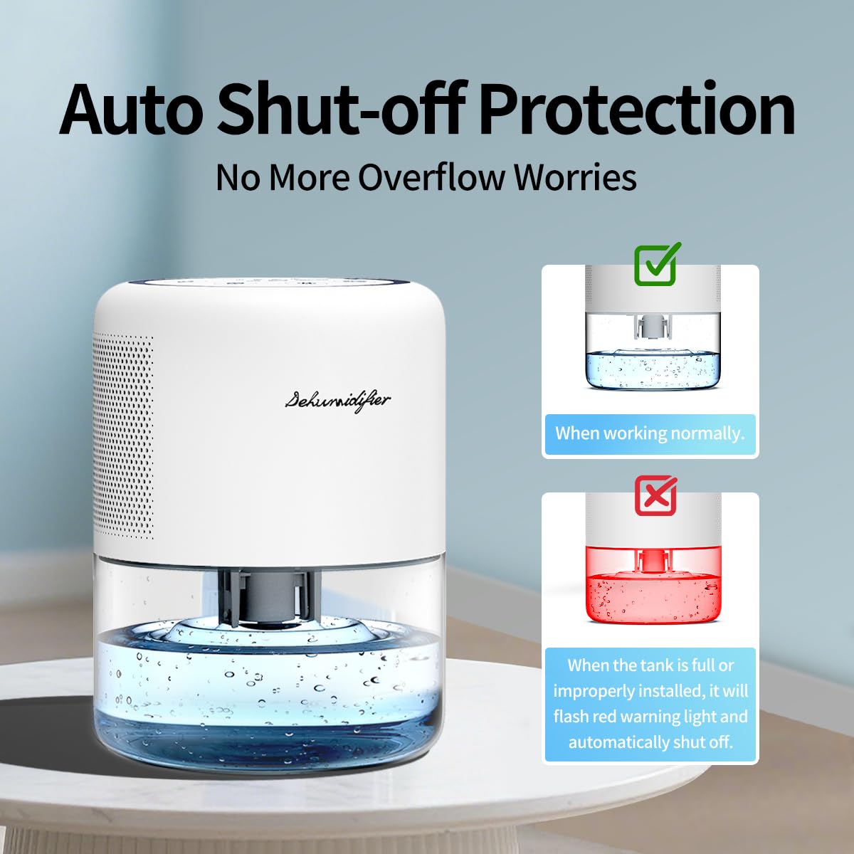 Windangel 44oz(1.3L) Small Dehumidifier for Home Auto-Off Quiet Portable Dehumidifier with 3 Modes 10 Color Lights 4 Timer Settings for Bedroom Bathroom Closet (215 sq.ft)