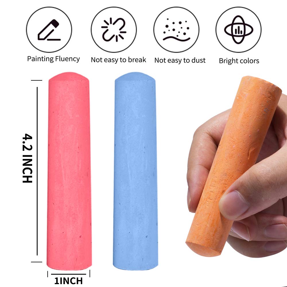 162 Pack 18 Colors Washable Sidewalk Chalk Set, Non-Toxic Jumbo Chalk for Outdoor Art Play, Paint on Playground, School Classroom Chalkboard, Office Blackboard, Outside Toys Gift For Kid and Adult