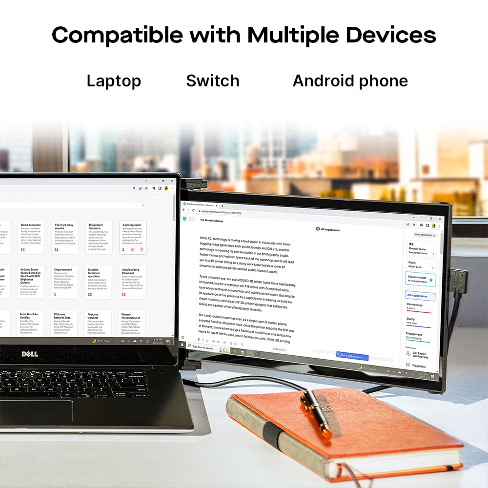 2025 Mobile Pixels Duex Max DS 14.1'' FHD Portable Monitor, USB C/HDMI Plug and Play 1080p Laptop Monitor Extender, Portable Screen for 14''-17 '' Laptops, Compatible with Mac/Windows/Android/Switch