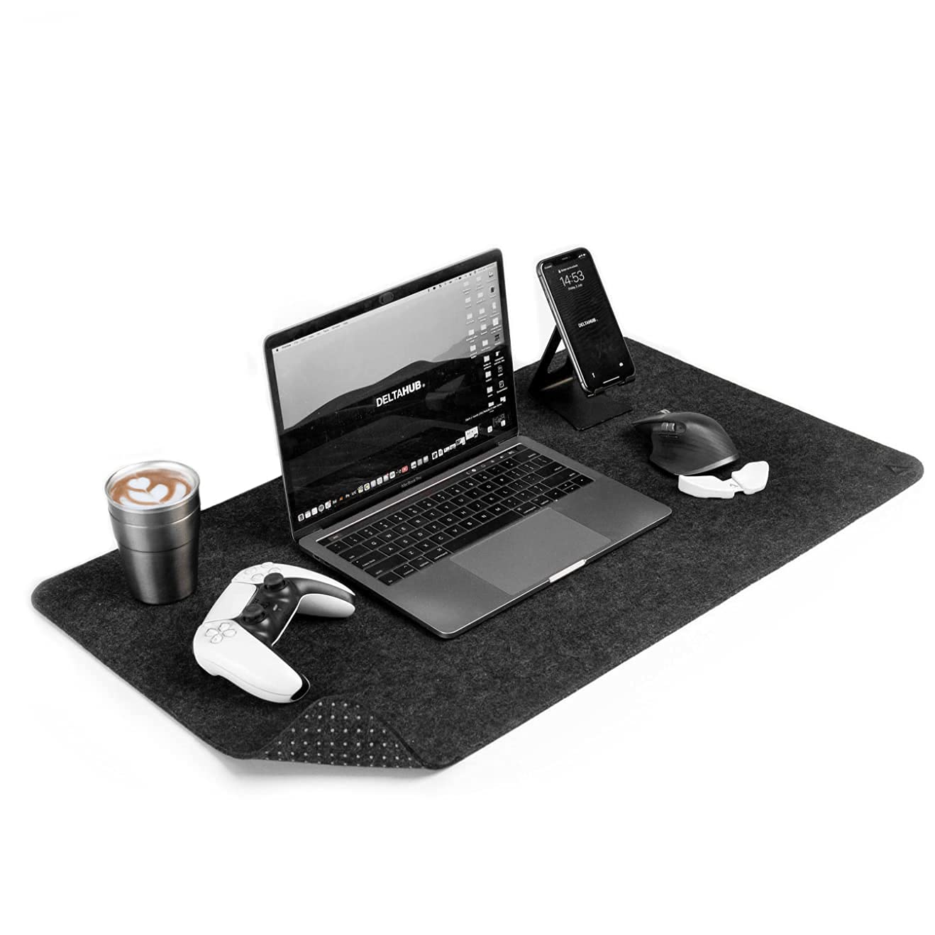 DELTAHUB - Minimalistic Felt Desk Protective Pad, Anti-Fray, Anti-Slip, Easy to Clean, Easy Glide, Long Lasting, Sleek Design, Comfortable, Resistant, Desk Mat, PC, Mac, Laptop - Large (18x32inch)