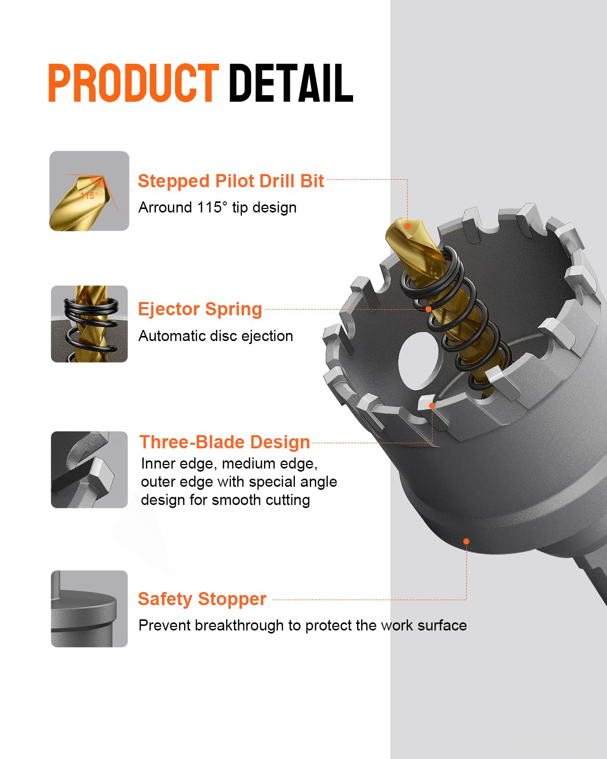 Kolvoii 14 PCS TCT Hole Saw Kit for Hard Metal, 9/16"-2-1/8" Inch Tungsten Carbide Tipped Hole Saw Drill Bit Hole Cutter Set with 1 Aluminum Box 2 Extra Pilot Drill Bits and 2 Wrench
