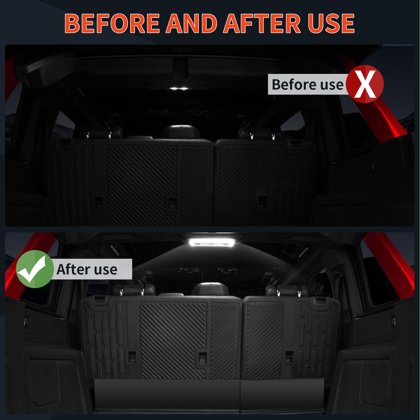 Aigmux Rear Ceiling Lights Compatible for Ford Bronco 2021-2024 4 Door Back Trunk LED Roof Top Lamp White Reading Lights W/Touch Switch