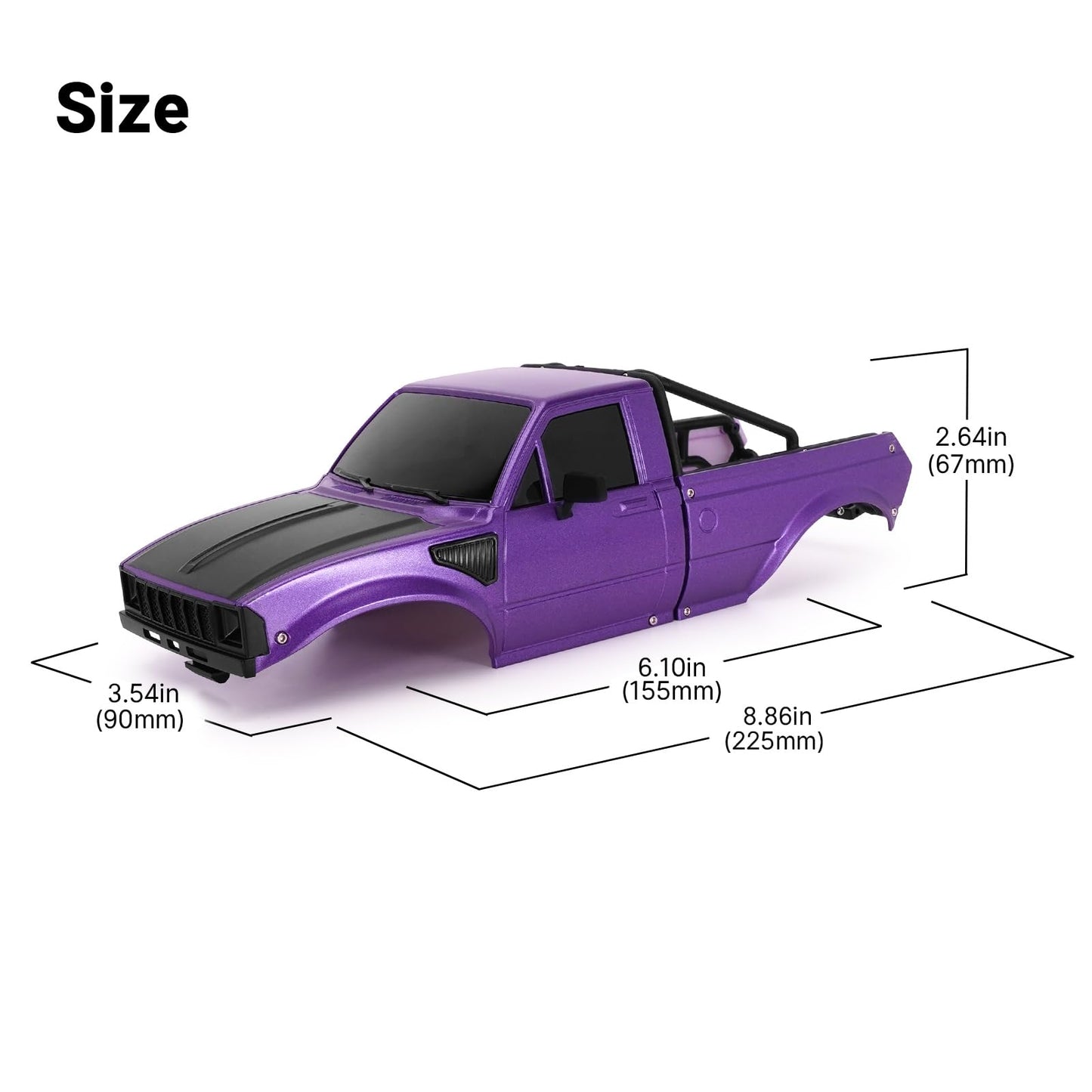 INJORA IR60 Pickup Hard Body Shell with Bed Rack for 1/18 RC Crawler TRX4M Defender Bronco(Purple)