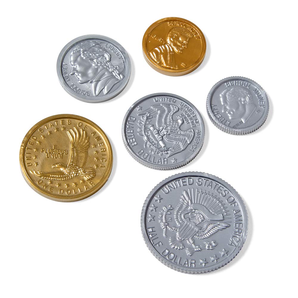 hand2mind Play Money for Kids, Realistic Fake Plastic Coins Set, Great for Pretend Play Money, Game Money Or Counting Money (Bulk Classroom Set of 500), Multi (866)
