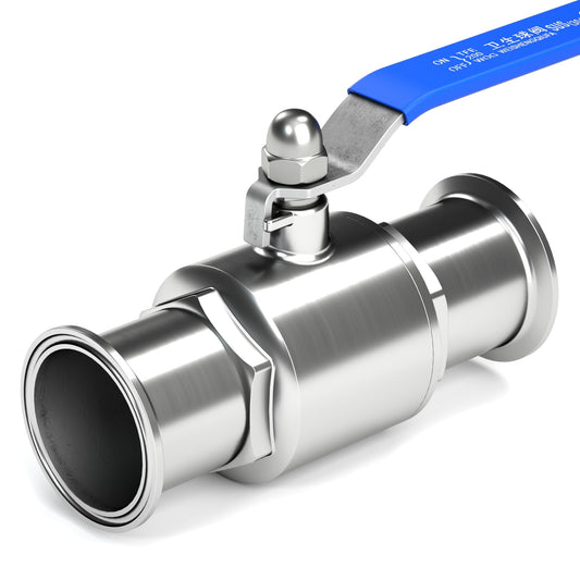 2" Tri-Clamp Ball Valve for home brewing, Stainless Steel 304, 2" Tude OD, PTFE Lined