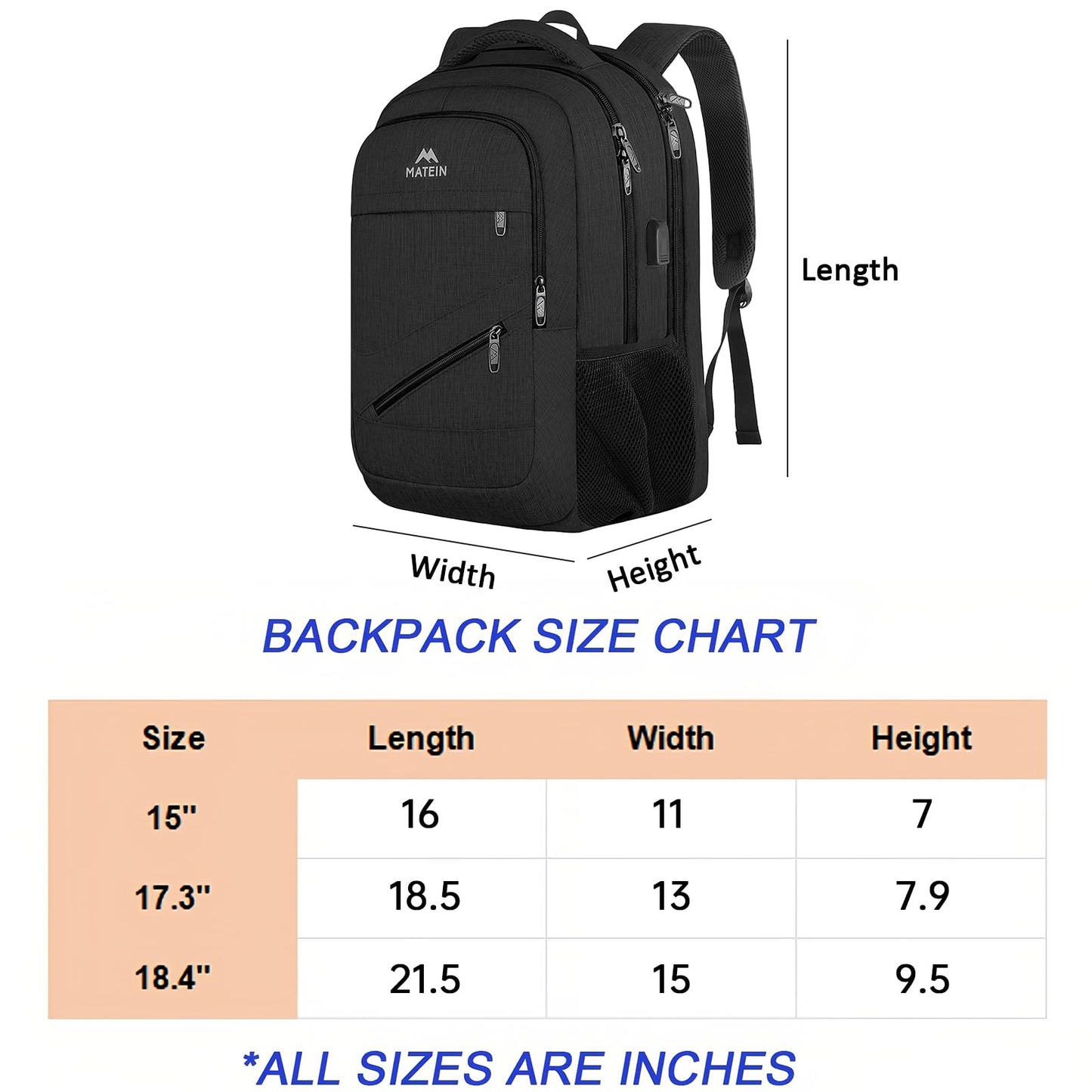 MATEIN School Laptop Backpack, Large TSA Friendly College Computer Bookbag with Laptop Compartment Fits 17 Inch Notebook, Water Resistant Business Work Travel Bag, Graduation Gifts for Men Women