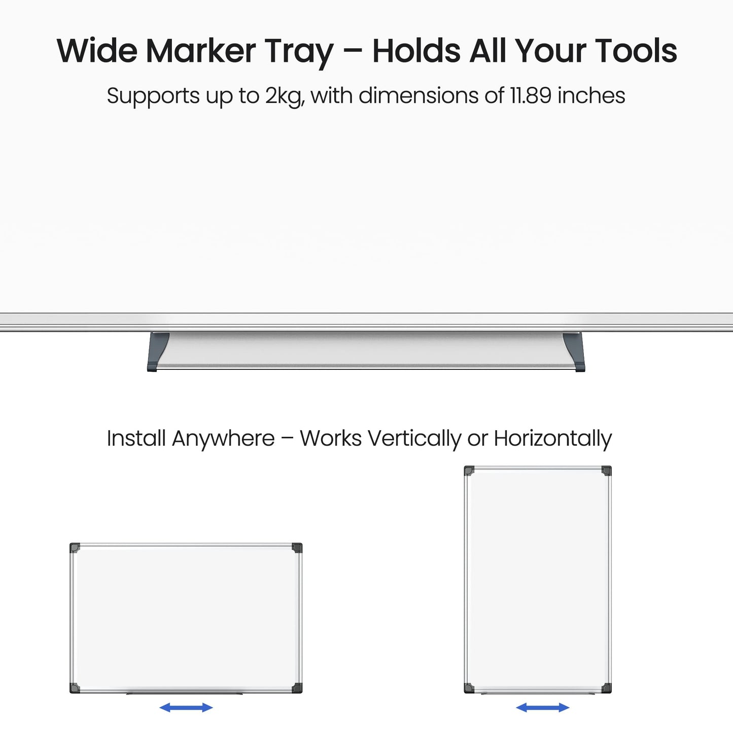 SCRIBANX Magnetic White Board for Wall, 36" x 24" Dry Erase Board Kit with 2 Magnetic Markers, 4 Magnets, Eraser, Pen Tray & Mounting Kit - White Boards for Home, Office,School
