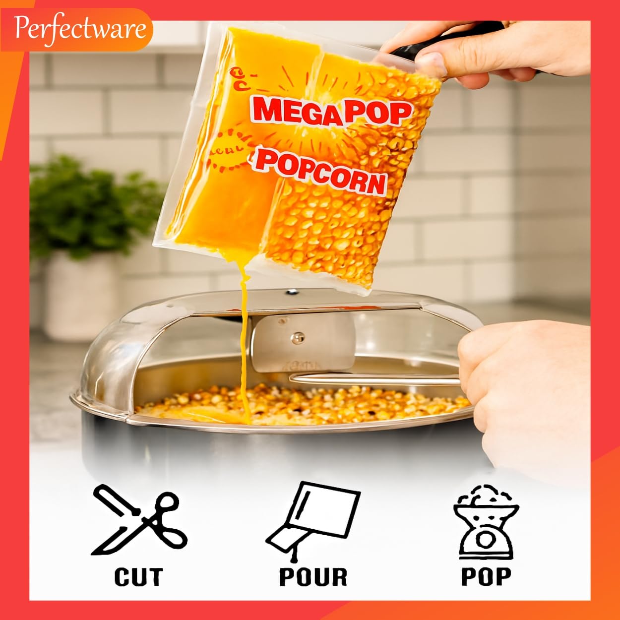 Perfectware Movie Theater Style Popcorn Portion Packs, 10.6 Ounce, 12 Count