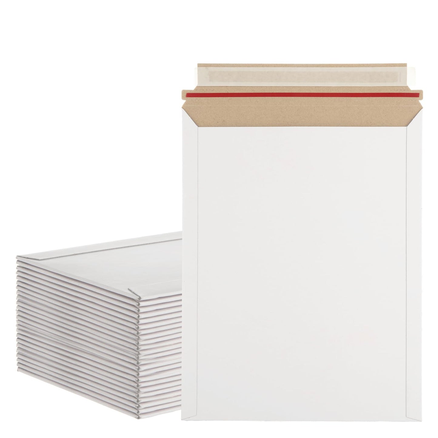 FVIEXE 100 Pack 9.5x12 Inch Rigid Mailers, Self Seal Photo Document Mailer Cardboard Mailing Envelopes Stay Flat Mailers for CD, Photos, Document, Pictures, Papers, Files, White