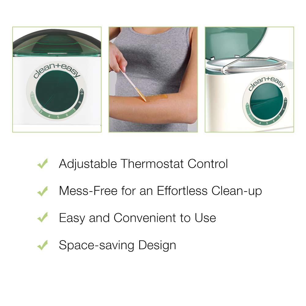 Clean + Easy Deluxe Wax Warmer – Thermostatically Controlled Hair Removal Wax Heater for Salon & Home Use, with No-Mess Scraper Bar, 120V