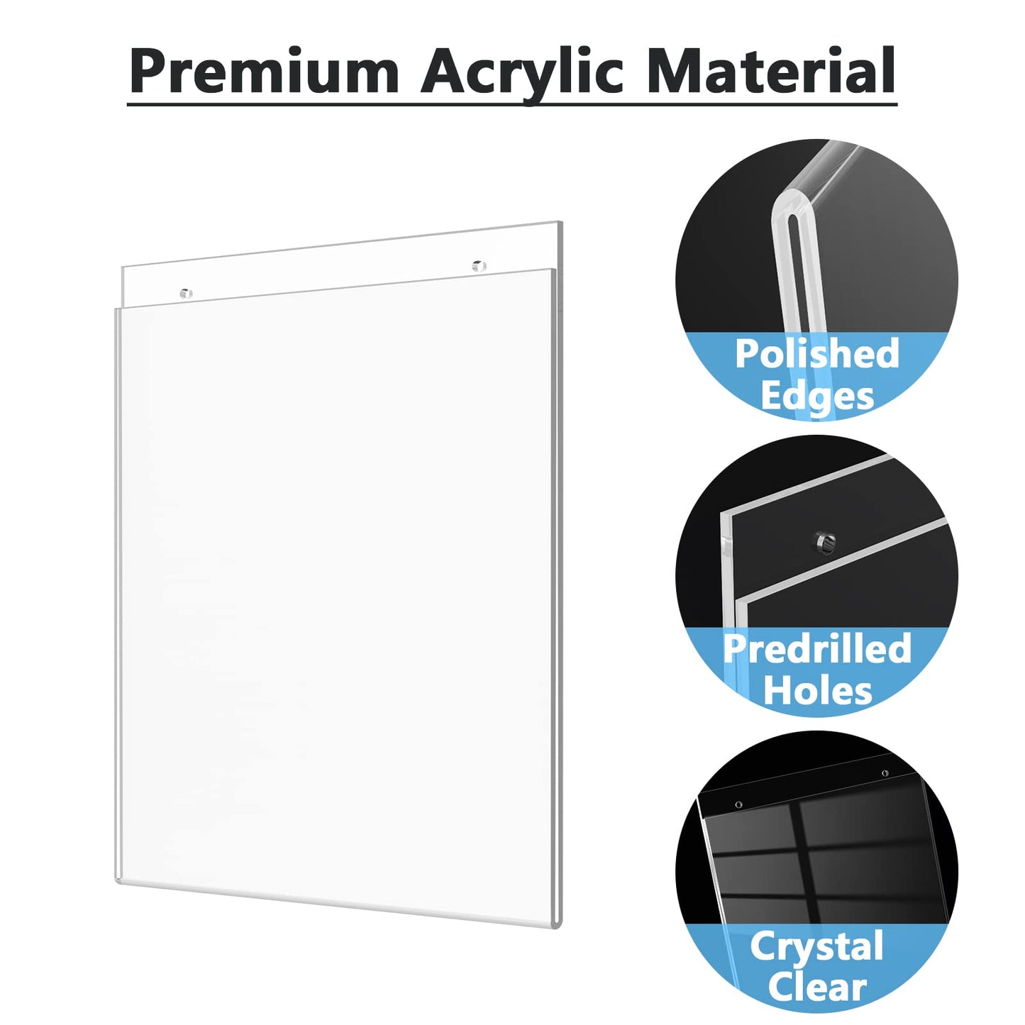 MaxGear 12 Pack Wall Mount Sign Holder 8.5 x 11, Clear Plastic Picture Frames with Mounting Screws, Door Sign Holders and Document Display Frame for Home, Office, Store, Vertical