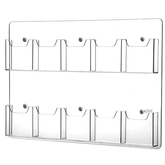 Eersida 10 Pockets Acrylic Brochure Pamphlet Holder Brochure Display Stand Business Tri Fold Multi Slot Holder Rack Wall Mount Clear Pocket Space Saver for Flyer Literature Menu Advertise