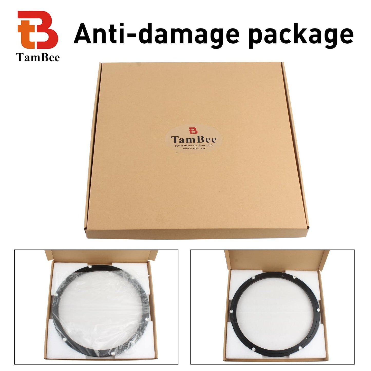 TamBee 20 Inch Lazy Susan Bearing Base, 450 lbs Load Capacity Heavy-Duty Mute Turntable Ring Lazy Susan Hardware for Dining Table, DIY (Black)
