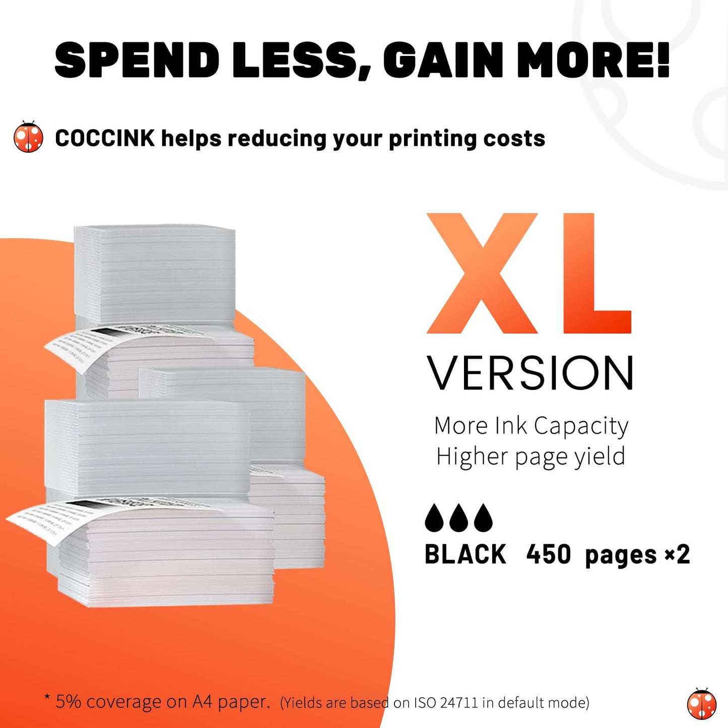 COCCINK 275XL Black Ink Cartridges for Canon Pixma TS3720 TS3722 TS3522 TS3520 TS3500 TR4722 TR4720 TR4725 TR4700 Printer Ink Cartridge for Canon 275 PG-275 XL 275 XL Inkjet Combo Pack (2 Black)