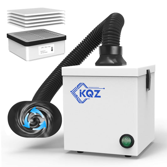KQZ-W1 Solder Fume Extractor, 168m³/h Strong Suction Smoke Extractor, 5*Thick Pre-Filter+H13 Hepa Soldering Fume Extractor, 99.99% Purification Smoke Absorber for Welding Soldering 3D Printing White