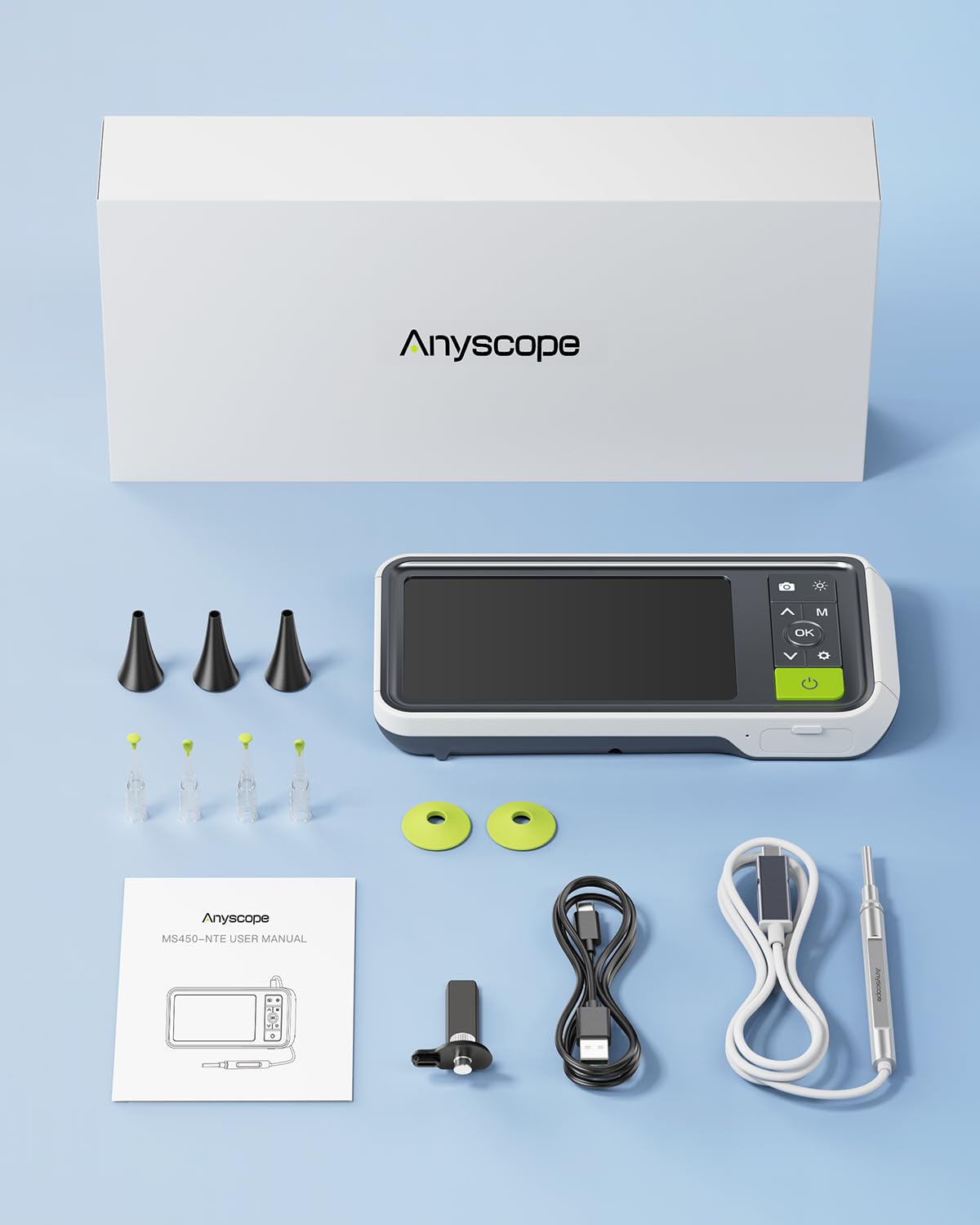AnyScope 1080P Digital Otoscope with Gyroscope, 3.9mm Ear Scope Camera with 6 Lights, 4.5 Inches Screen, Ear Wax Removal Tool, 32GB Card, Supports Photo Snap and Video Recording