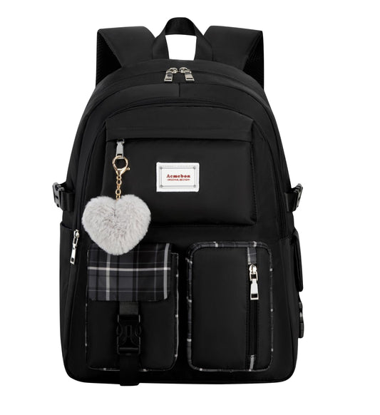 Acmebon Girl Roomy Fashion Laptop Backpack Casual Daily Backpack for Women Black
