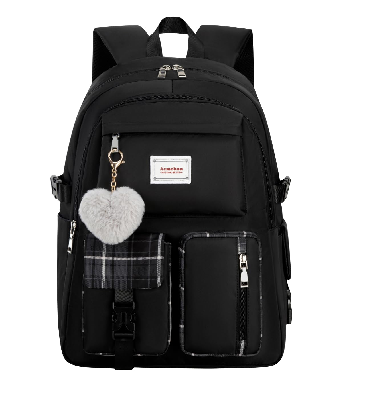 Acmebon Girl Roomy Fashion Laptop Backpack Set Casual Daypack Set for Women Black