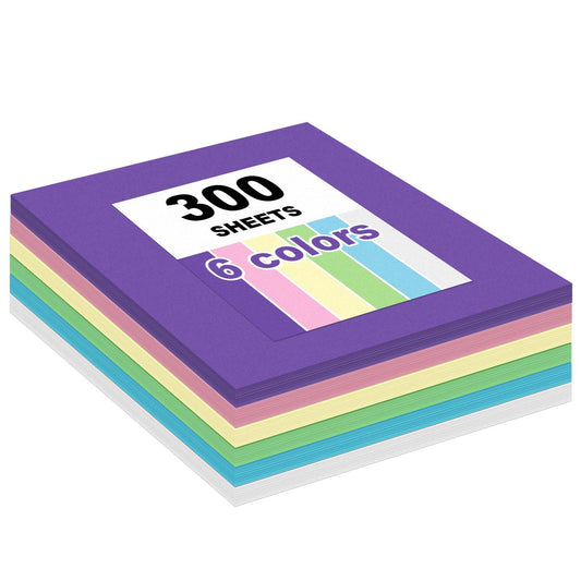 300 Sheets Construction Paper Assorted Colors for School Supplies 12"x 17.3", 80gsm Colored Craft Paper for Arts Painting Drawing Party Decoration