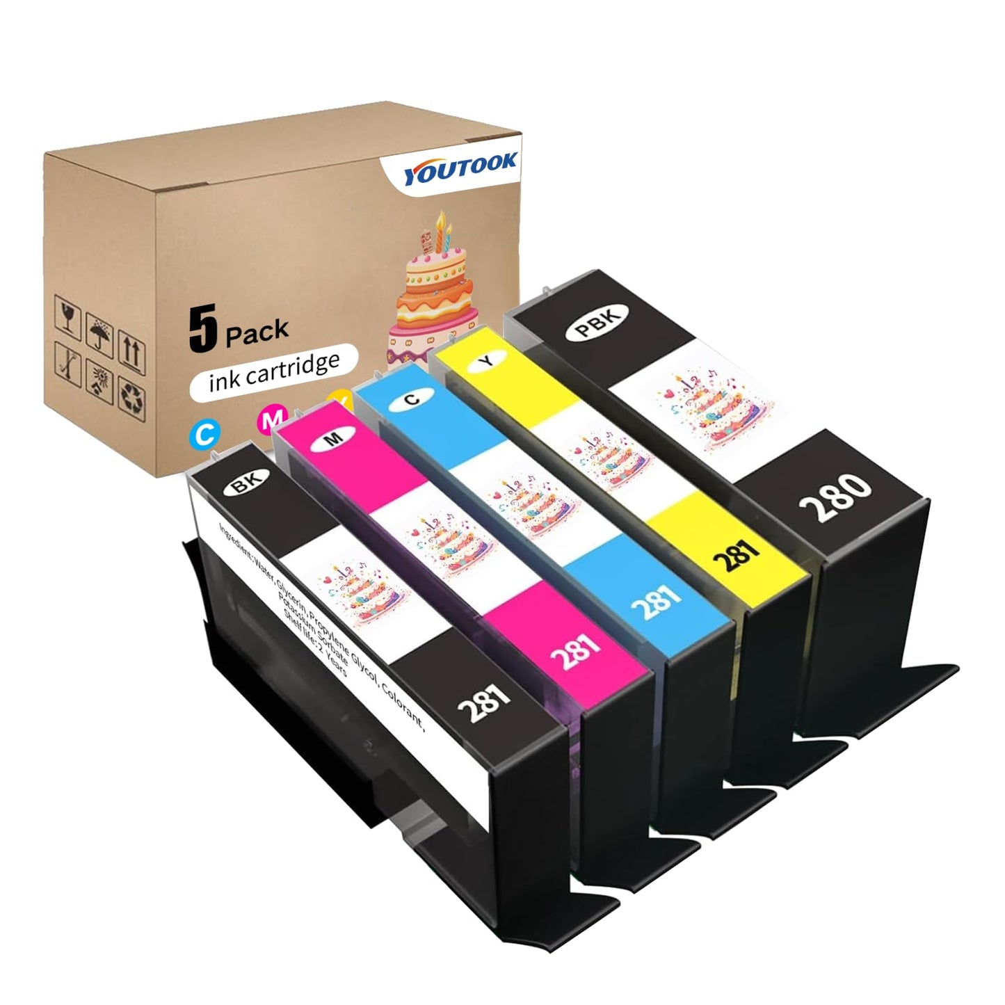 YOUTOOK PGI-280XXL CLI-281XXL Ink Cartridges, Printer Work with PIXMA TS6120 TS6220 TS6320 TS8120 TS8220 TS8320 TR7520 TR8520 TR8620 TS9120 TS9520 TS9521C TS702 Printer
