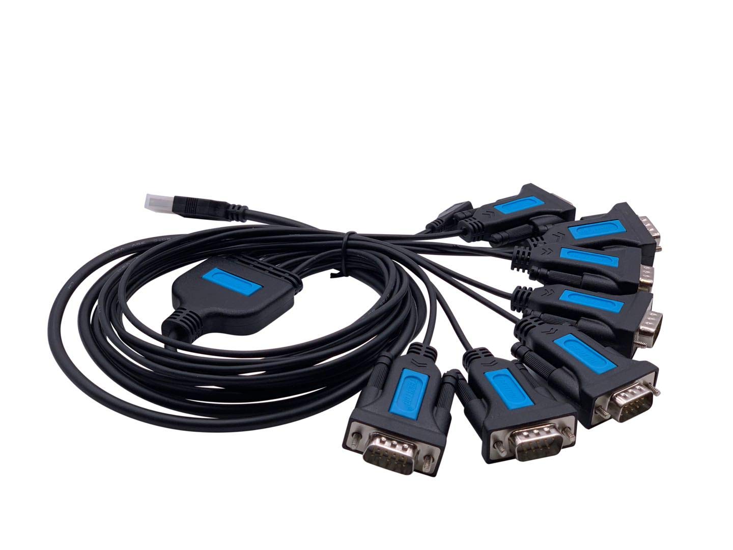 TECHTOO 7 Port Professional Prolific CHIP USB to Serial RS232 DB9 Adapter Converter Serial Cable 9-Pin Male to Male with Thumbscrews (W/Thumbscrews, 7 RS232 Port)