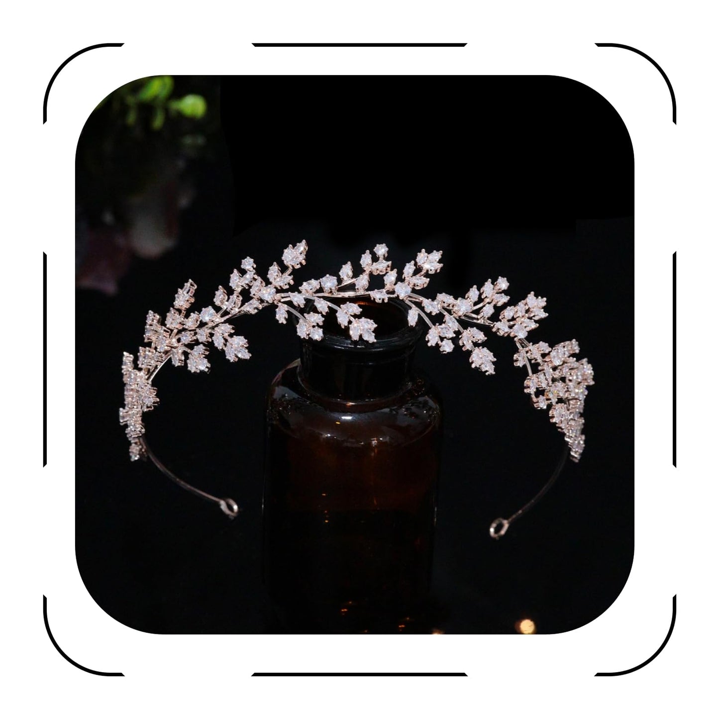 Jorsnovs Full Cubic Zirconia Wedding Headbands for Bride CZ Zircon Bridal Tiaras Pageant Hair Jewelry Party Headpieces for Women Girls (E-Rose Gold)