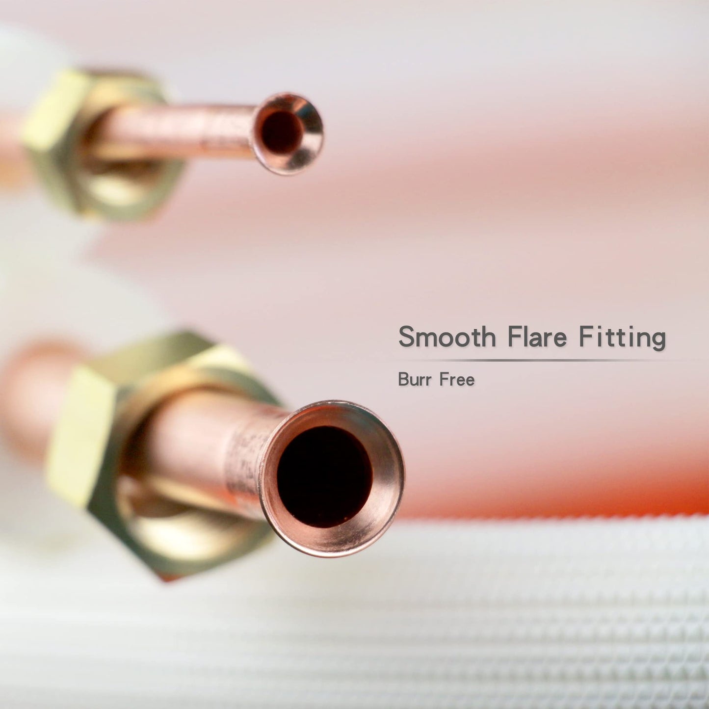 25ft Length Mini Split Line Set,1/4" 1/2" OD Copper Pipes Tubing and 3/8 White PE Thickened Insulated Coil with Flared Nuts for Mini Split Air Conditioner HVAC or Heat Pump System. (25Ft(1/4+1/2))