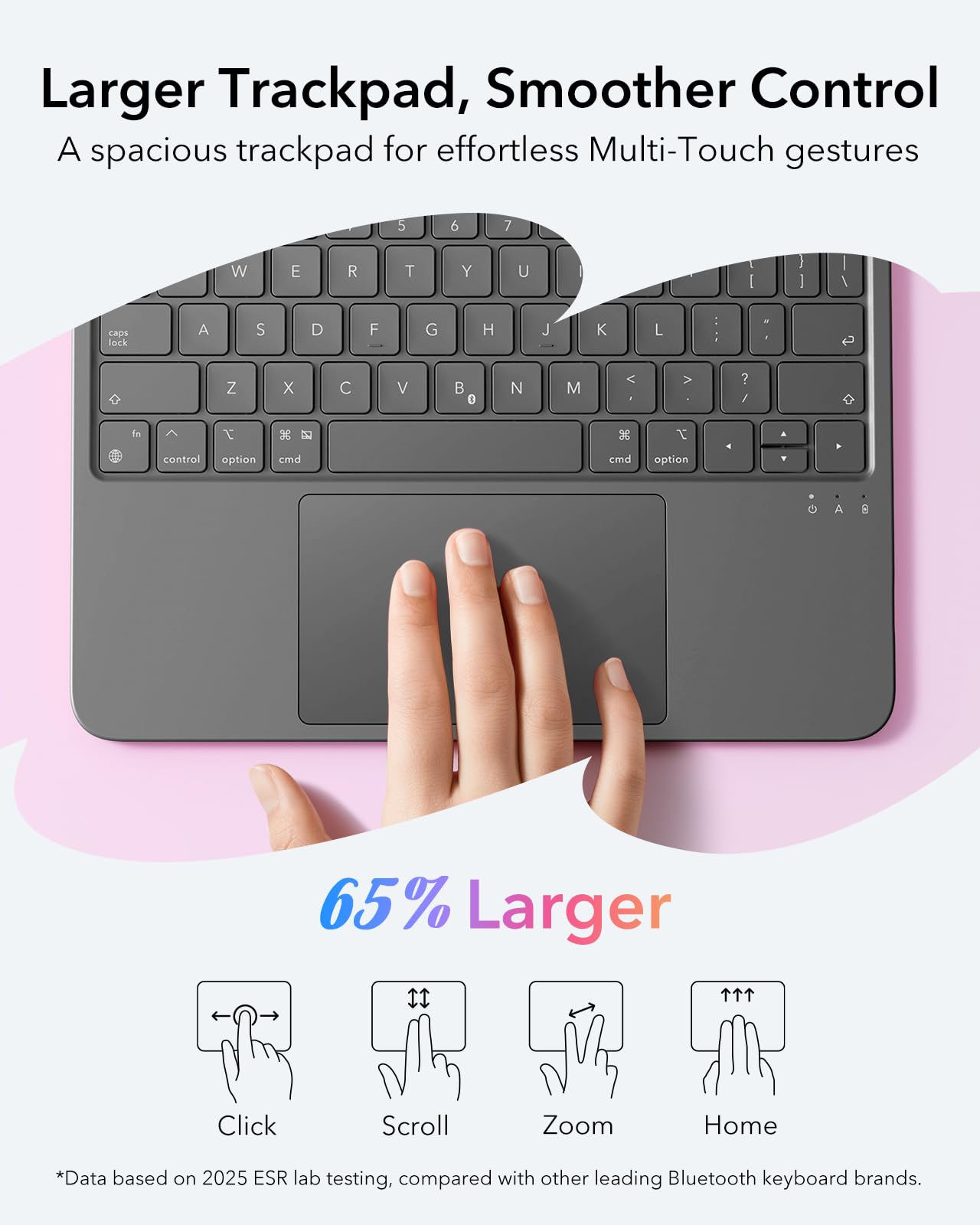 ESR iPad Air 11" (M3/M2) & 5th/4th Gen Flex Keyboard Case, Ultra-Light Magnetic Detachable Keyboard with Writing/Viewing Modes, Larger Precision Trackpad, Dark Gray