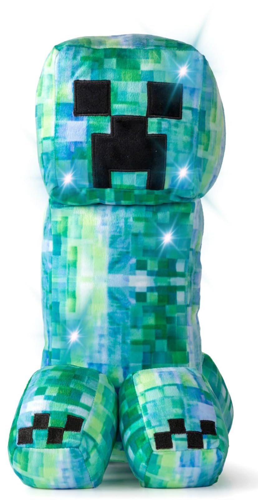 Jay Franco Kids Plush Light Up Pillow Buddy - Ultra-Soft Stuffed Cushion for Playroom & Bedding with LED Light, Green - Minecraft Creeper, 16 Inches