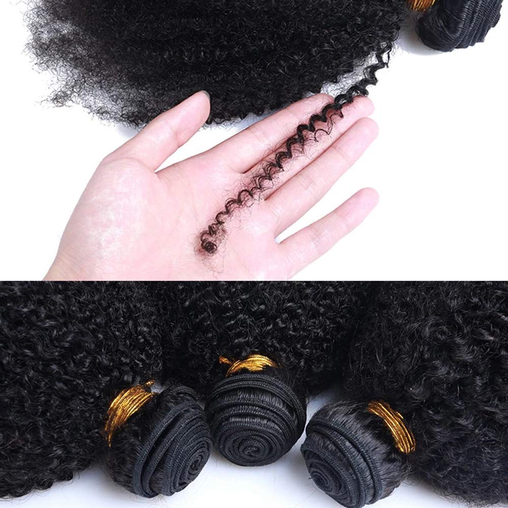Mongolian Afro Kinky Curly Bundles Human Hair 10 12 14 Inch 4B 4C Afro Kinky Bulk Human Hair Unprocessed Virgin Hair Bundles for Women Natural Black