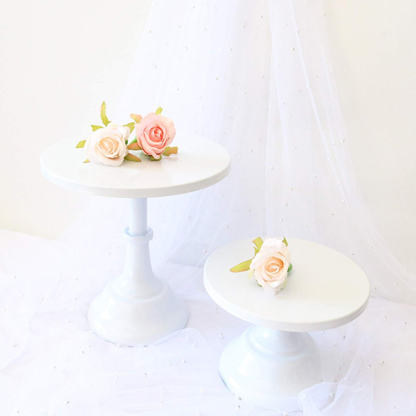 yarlung 3 Pack Metal Cake Stands, 8/10/12 Inch Pillar Style Cupcake Display Stand Dessert Trays for Wedding, Party, Birthday, Gatherings, White