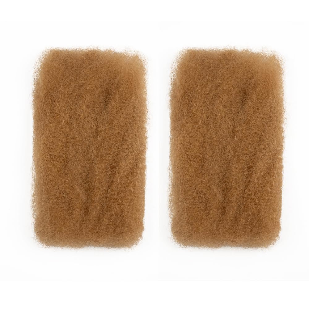 QVR Afro Kinkys Bulk Human Hair for Dreadlock Extensions Repair Locs 50 Gram/Pack,Honey Blonde 14inches Mini Spring Twist Braiding Afro Kinky Human Hair for LocKs