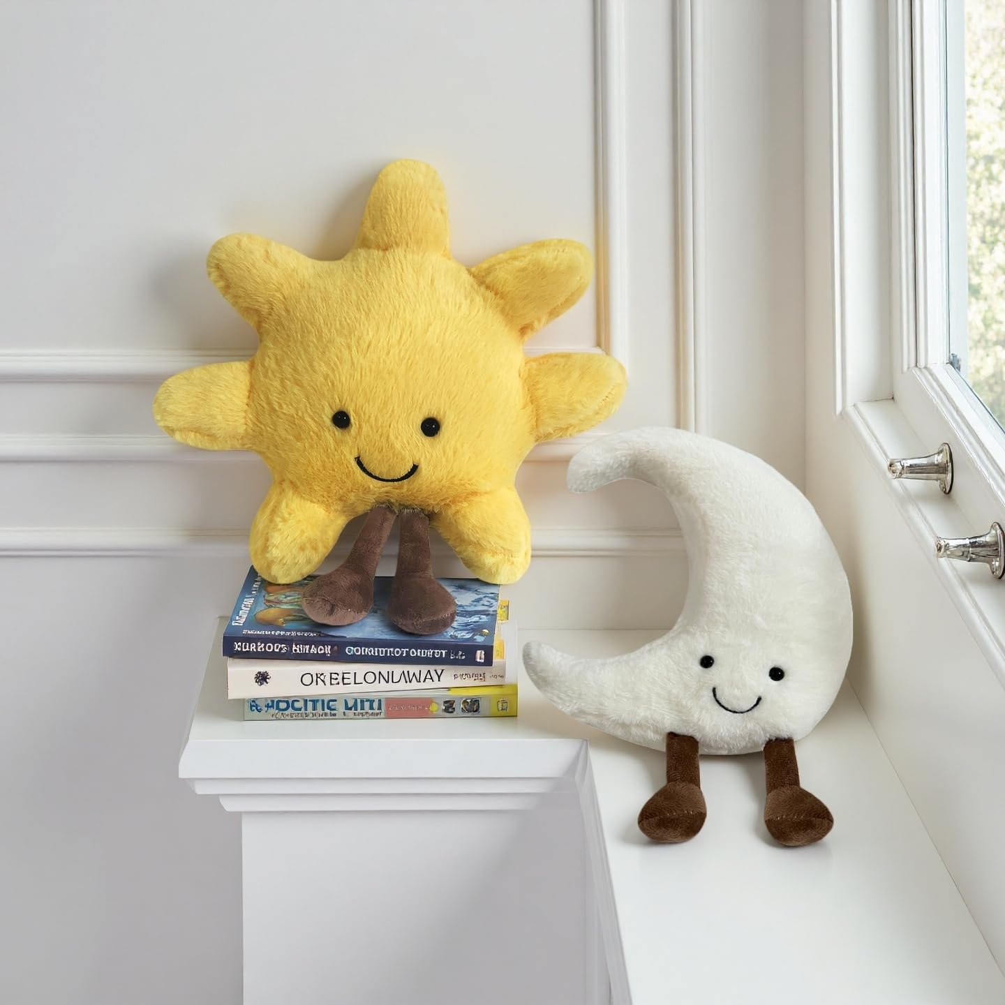 New Moon Sunshine Plush Toy Cute Smile Fun Filled Animal Pillow Soft Plush Toy for Children's Birthday Gift (Sun+Moon)