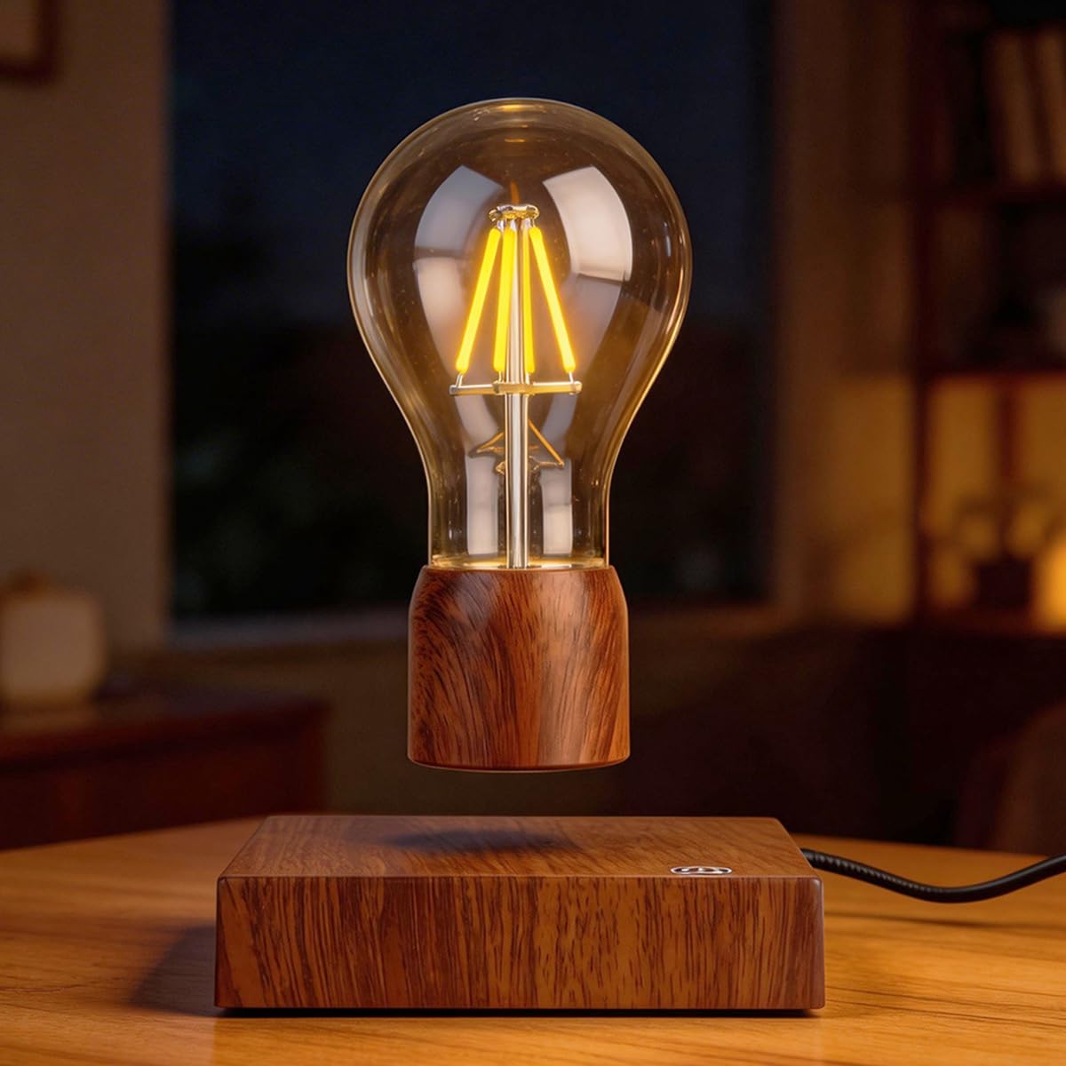exekoml Magnetic Levitating Floating Wireless LED Light Bulb Desk Lamp for Unique Gifts, Room Night Light, Home Office Decor Tech Toys