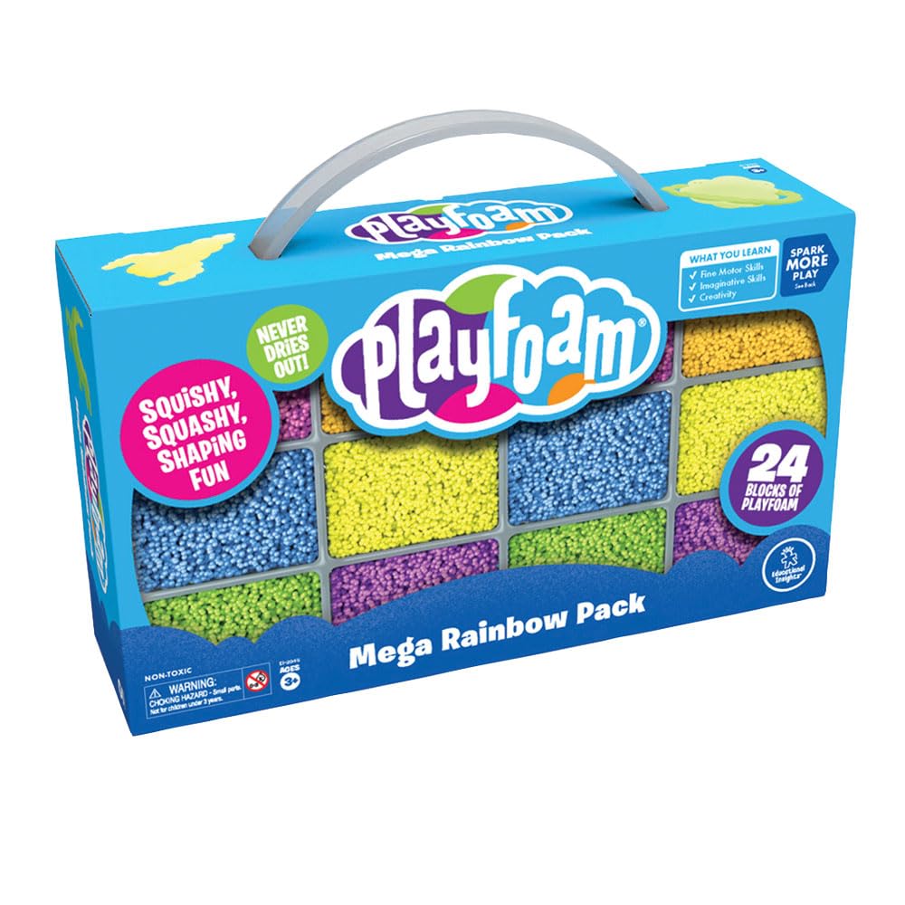 Educational Insights Playfoam Mega Rainbow Pack - Sensory Toys & Squishy Fidget Toys for Kids, Squishy Foam Blocks, Non Sticky Dough, Sensory Bin Filler & Classroom Tools, Gifts for Ages 3+