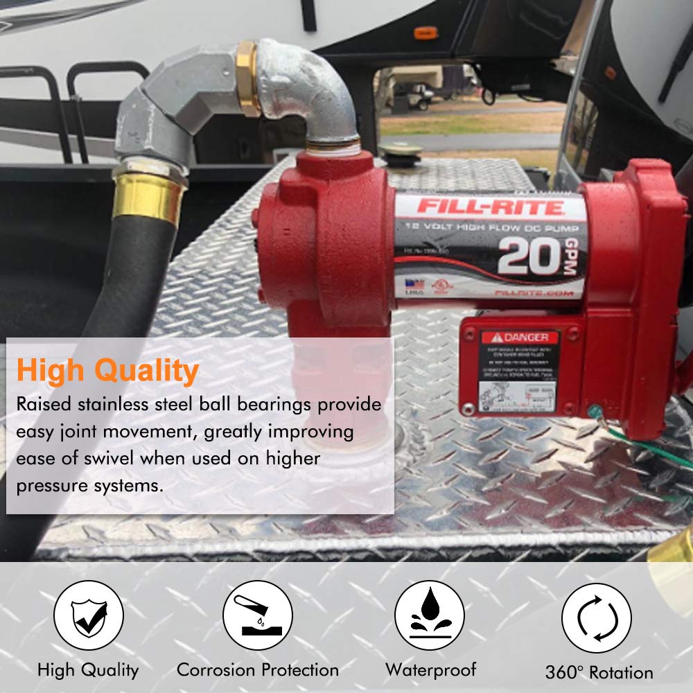 A ABIGAIL 2PCS 1" Fuel Transfer Hose Swivel 360 Rotating Connector for Fuel Nozzle Multi Plane Fuel Plane Swivel