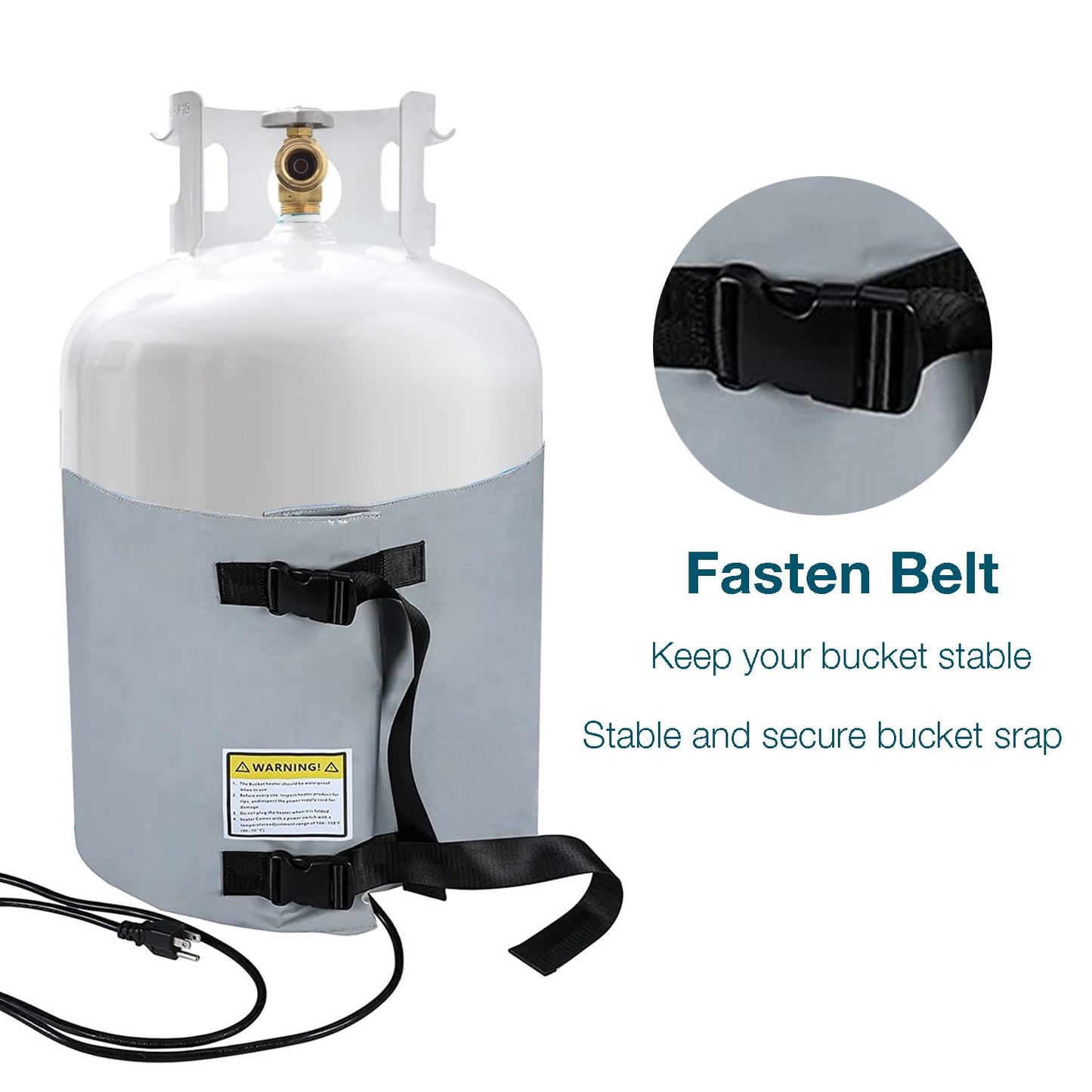 H&G lifestyles Insulated Pail Band Heater 5-Gallon Propane Tank Heater Blanket Drum Honey Heater 100 Watt 120 Volt Grease Keg Heater Temperature Adjustment